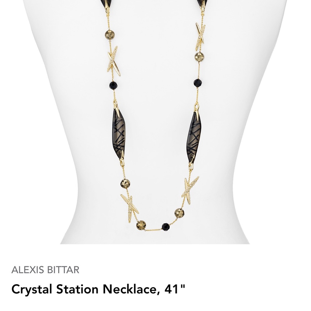 Alexis Bittar Black and Gold Crystal Futuristic Lucite Archive Necklace NWT
